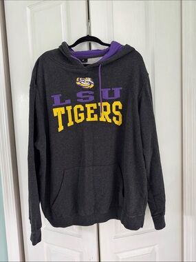 Colosseum Charcoal LSU Tigers Hoodie with Purple & Gold Logo